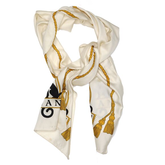 Vintage FERGANI Emanuel Geraldo Long Cat Poly Scarf Cream Black Gold Italy - Picture 4 of 12